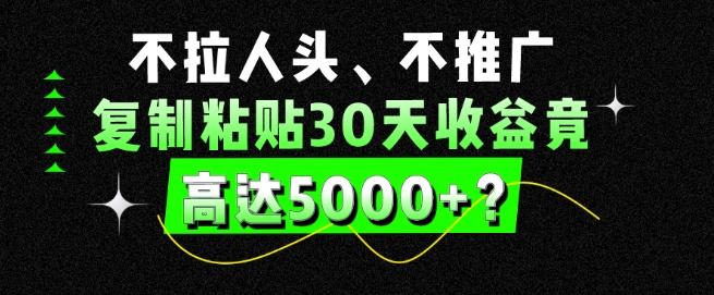 不拉人头、不推广，复制粘贴30天收益竟高达5000+？-搞个副业
