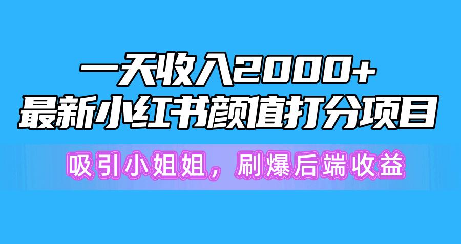 一天收入2000+，最新小红书颜值打分项目，吸引小姐姐，刷爆后端收益-搞个副业