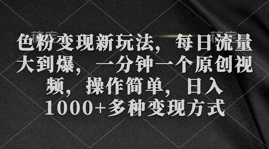 (9282期)色粉变现新玩法，每日流量大到爆，一分钟一个原创视频，操作简单，日入1…-搞个副业