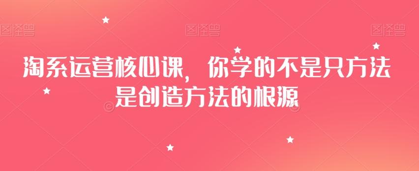 淘系运营核心课，你学的不是只方法是创造方法的根源-搞个副业