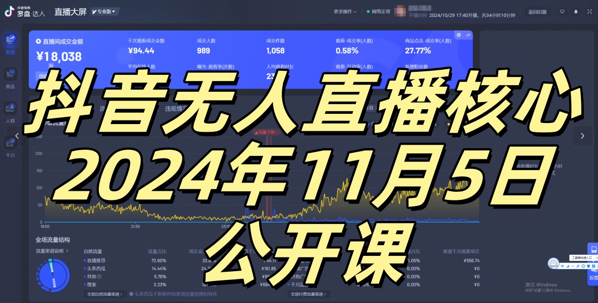 抖音无人直播核心公开课，咸鱼翻身小白可做带有睡后收入月入过万太简单【揭秘】-搞个副业