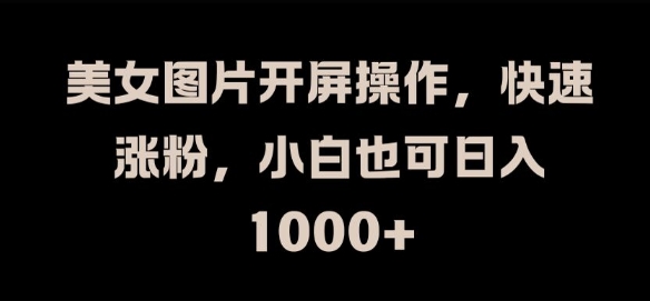 美女图片开屏操作，快速涨粉，小白也可日入1k【揭秘】-搞个副业