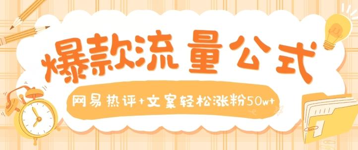 爆款流量公式，网易热评+文案轻松涨粉50w+【揭秘】-搞个副业
