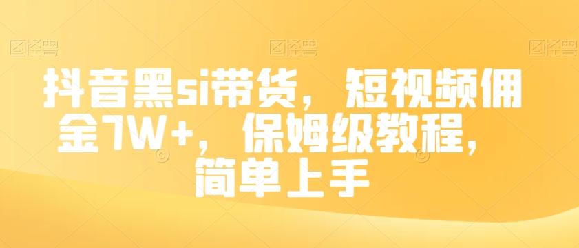 抖音黑si带货，短视频佣金7W+，保姆级教程，简单上手【揭秘】-搞个副业