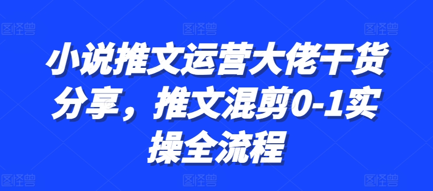 小说推文运营大佬干货分享，推文混剪0-1实操全流程-搞个副业