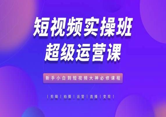 短视频实操班超级运营课，新手小白到短视频大神必修课程-搞个副业