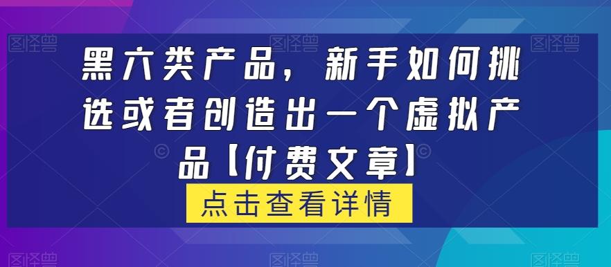 黑六类虚拟产品，新手如何挑选或者创造出一个虚拟产品【付费文章】-搞个副业