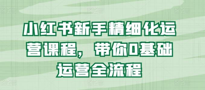 小红书新手精细化运营课程，带你0基础运营全流程-搞个副业