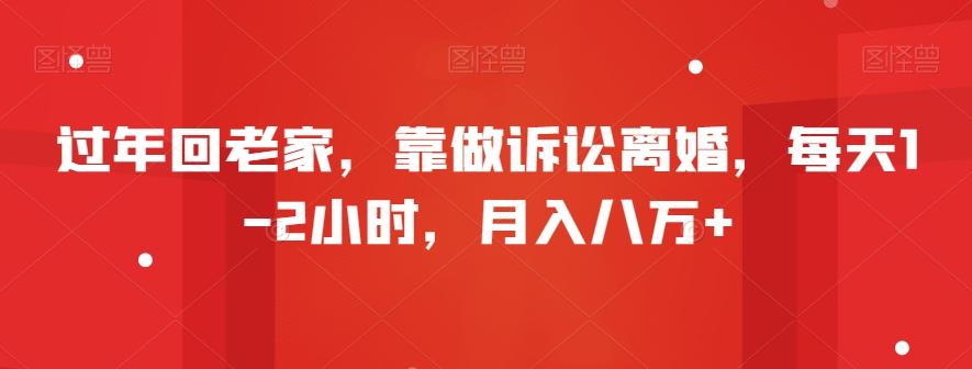 过年回老家，靠做诉讼离婚，每天1-2小时，月入八万+-搞个副业