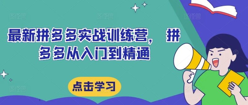 最新拼多多实战训练营， 拼多多从入门到精通-搞个副业