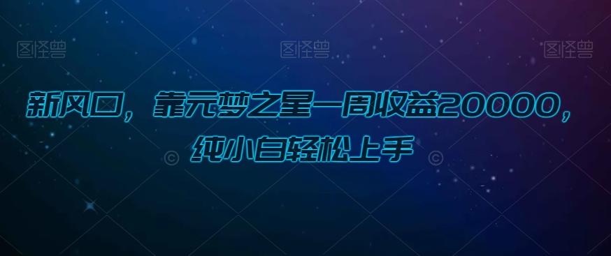 新风口，靠元梦之星一周收益20000，纯小白轻松上手-搞个副业