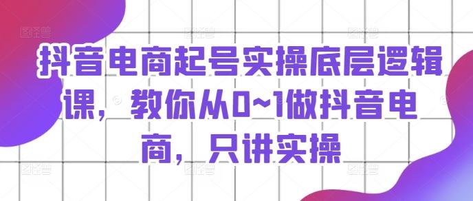 抖音电商起号实操底层逻辑课，教你从0~1做抖音电商，只讲实操-搞个副业