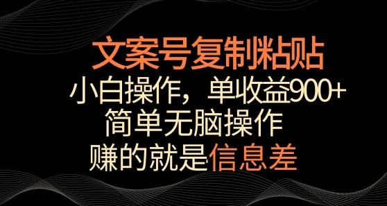文案号掘金，简单复制粘贴，小白操作，单作品收益900+【揭秘】-搞个副业