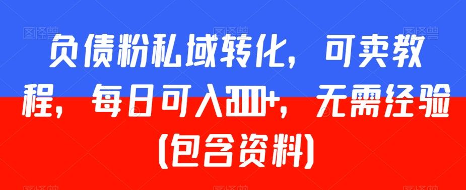 负债粉私域转化，可卖教程，每日可入2000+，无需经验（包含资料）【揭秘】-搞个副业