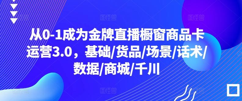 从0-1成为金牌直播橱窗商品卡运营3.0，基础/货品/场景/话术/数据/商城/千川-搞个副业