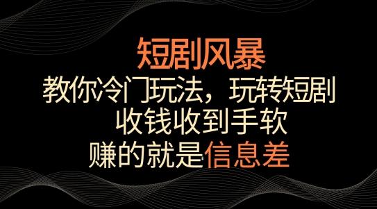 短剧风暴，教你冷门玩法，玩转短剧，收钱收到手软【揭秘】-搞个副业