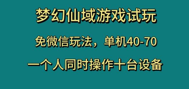 梦幻仙域游戏试玩，免微信玩法，单机40-70，一个人同时操作十台设备【揭秘】-搞个副业