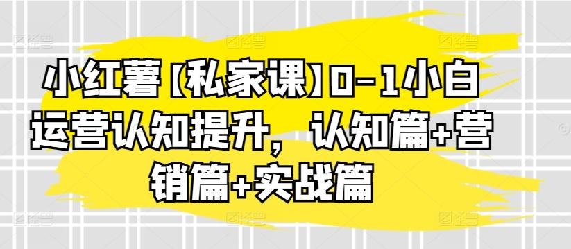 小红薯【私家课】0-1小白运营认知提升，认知篇+营销篇+实战篇-搞个副业