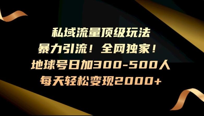 暴力引流，全网独家，地球号日加300-500人，私域流量顶级玩法，每天轻松变现2000+-搞个副业