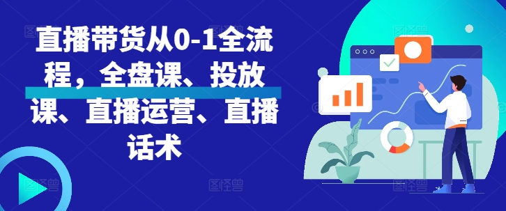 直播带货从0-1全流程，全盘课、投放课、直播运营、直播话术-搞个副业