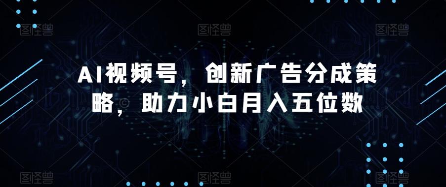 AI视频号，创新广告分成策略，助力小白月入五位数【揭秘】-搞个副业