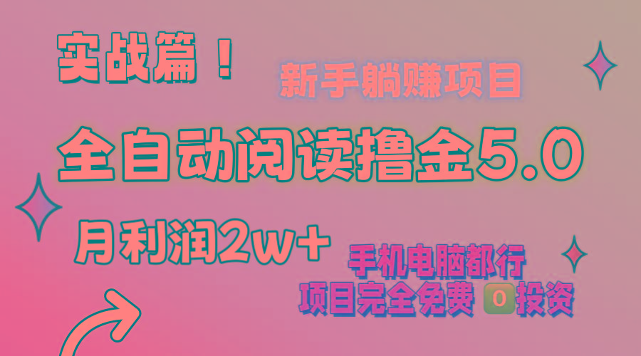 小说全自动阅读撸金5.0 操作简单 可批量操作 零门槛！小白无脑上手月入2w+-搞个副业