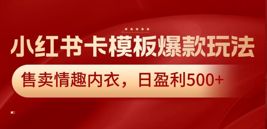 小红书卡模板爆款玩法，售卖情趣内衣，日盈利500+【揭秘】-搞个副业