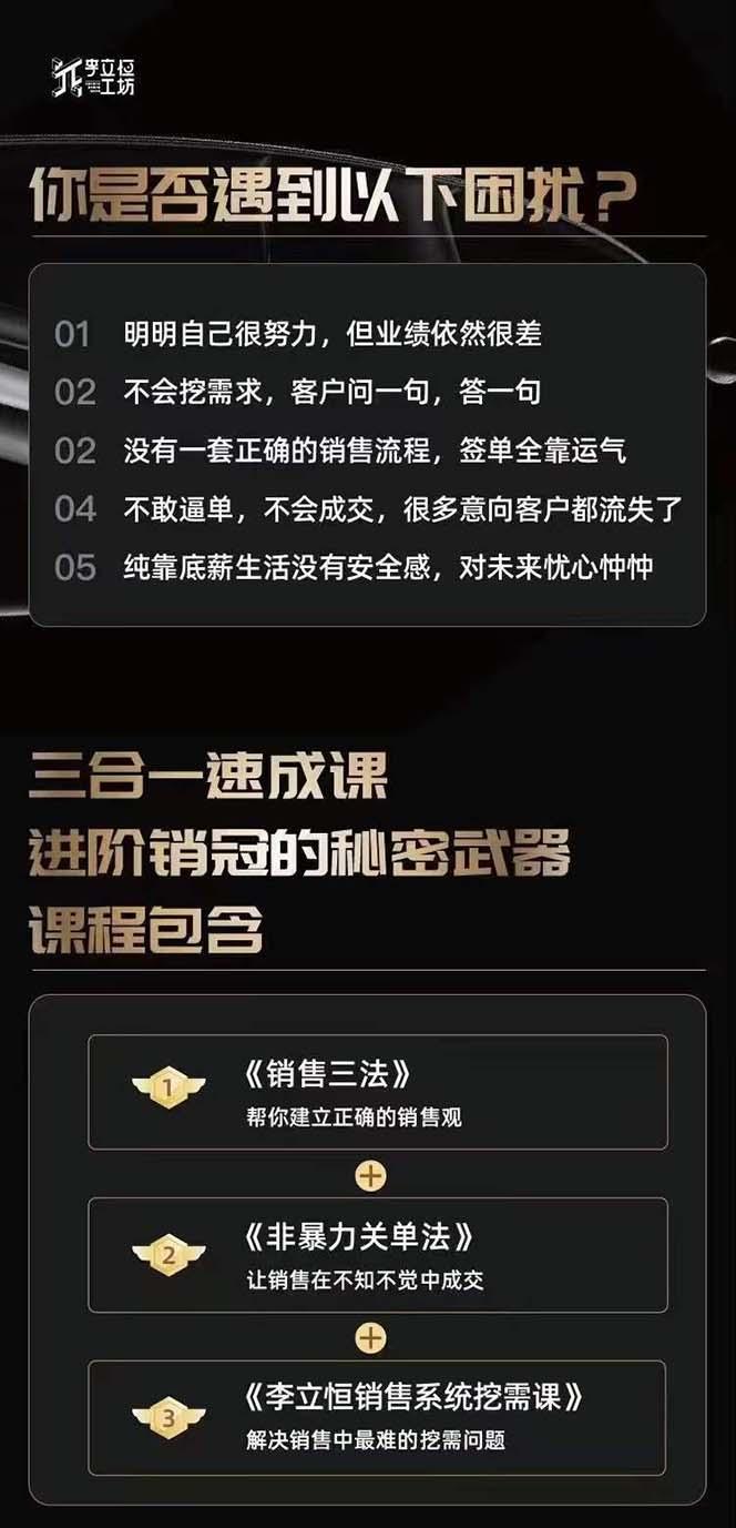 图片[1]-从小新手到销冠 三合一速成：销售3法+非暴力关单法+销售系统挖需课 (27节-搞个副业