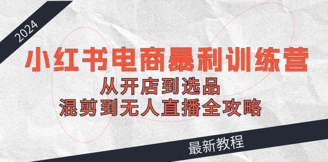 2024小红书电商暴利训练营：从开店到选品，混剪到无人直播全攻略-搞个副业