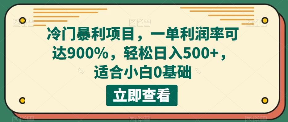 冷门暴利项目，一单利润率可达900%，轻松日入500+，适合小白0基础-搞个副业