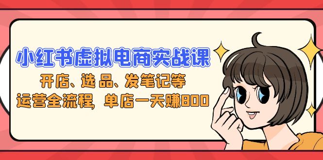 小红书虚拟电商实战课：开店、选品、发笔记等运营全流程，单店一天赚800-搞个副业