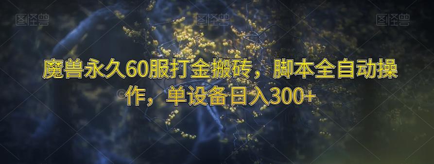魔兽永久60服打金搬砖，脚本全自动操作，单设备日入300+【揭秘】-搞个副业