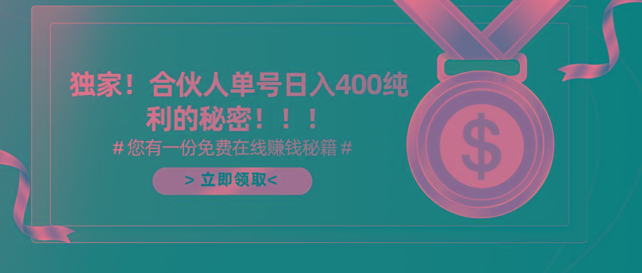 (10028期)合伙人广告撸金最新玩法，每天单号400纯利-搞个副业