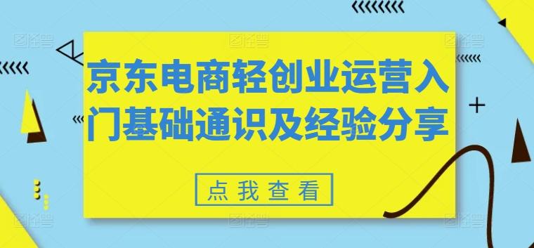京东电商轻创业运营入门基础通识及经验分享-搞个副业