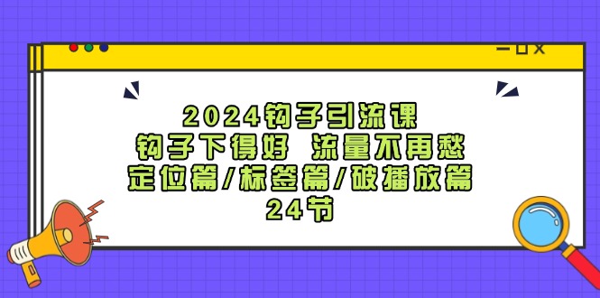 2024钩子引流课：钩子下得好流量不再愁，定位篇/标签篇/破播放篇/24节-搞个副业