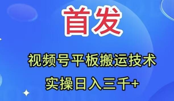 全网首发：视频号平板搬运技术，实操日入三千＋-搞个副业