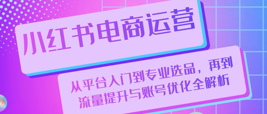 小红书电商运营：从平台入门到专业选品，再到流量提升与账号优化全解析-搞个副业
