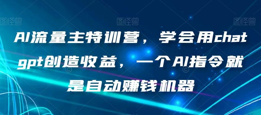 AI流量主特训营，学会用chatgpt创造收益，一个AI指令就是自动赚钱机器-搞个副业