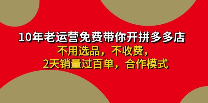 拼多多-合作开店日入4000+两天销量过百单，无学费、老运营教操作、小白…-搞个副业