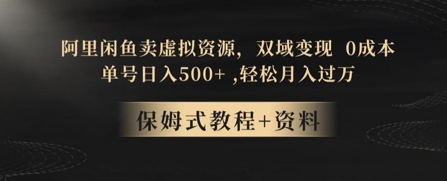 阿里闲鱼卖虚拟资源，双域变现，0成本，日入500+，轻松月入过万-搞个副业