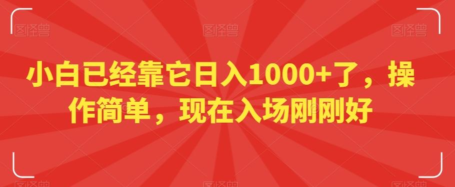 小白已经靠它日入1000+了，操作简单，现在入场刚刚好【揭秘】-搞个副业