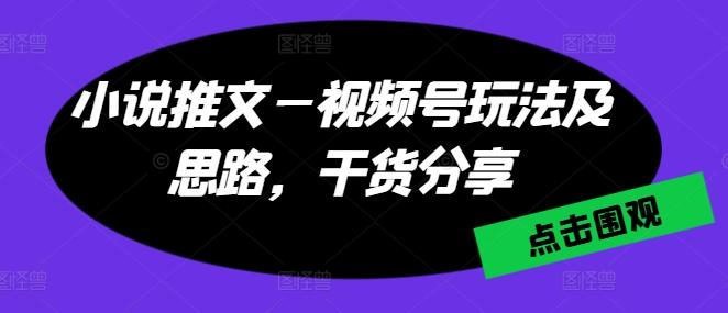 小说推文—视频号玩法及思路，干货分享-搞个副业