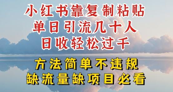 小红书靠复制粘贴单日引流几十人目收轻松过千，方法简单不违规【揭秘】-搞个副业