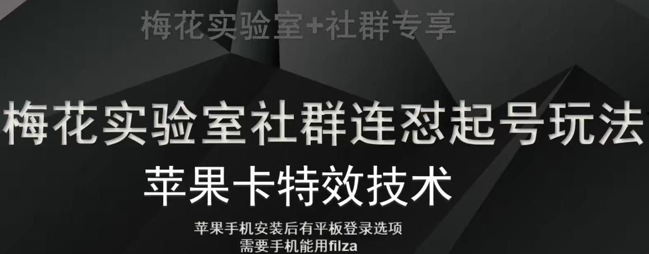梅花实验室社群视频号连怼起号玩法，最新苹果卡特效技术-搞个副业
