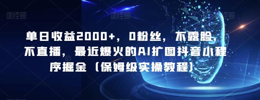 单日收益2000+，0粉丝，不露脸，不直播，最近爆火的AI扩图抖音小程序掘金（保姆级实操教程）-搞个副业