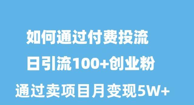 如何通过付费投流日引流100+创业粉月变现5W+-搞个副业