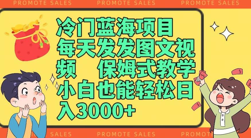 冷门蓝海项目，每天发发图文视频，保姆式教学，小白也能轻松日入3000+-搞个副业