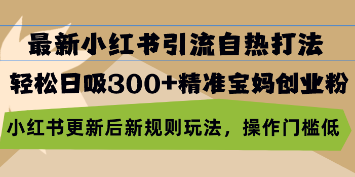 最新小红书引流自热打法，轻松日吸300+精准宝妈创业粉，小红书更新后新…-搞个副业