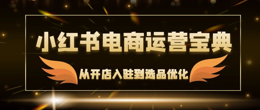 小红书电商运营宝典：从开店入驻到选品优化，一站式解决你的电商难题-搞个副业