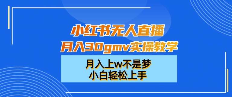 小红书无人直播月入30gmv实操教学，月入上w不是梦，小白轻松上手【揭秘】-搞个副业
